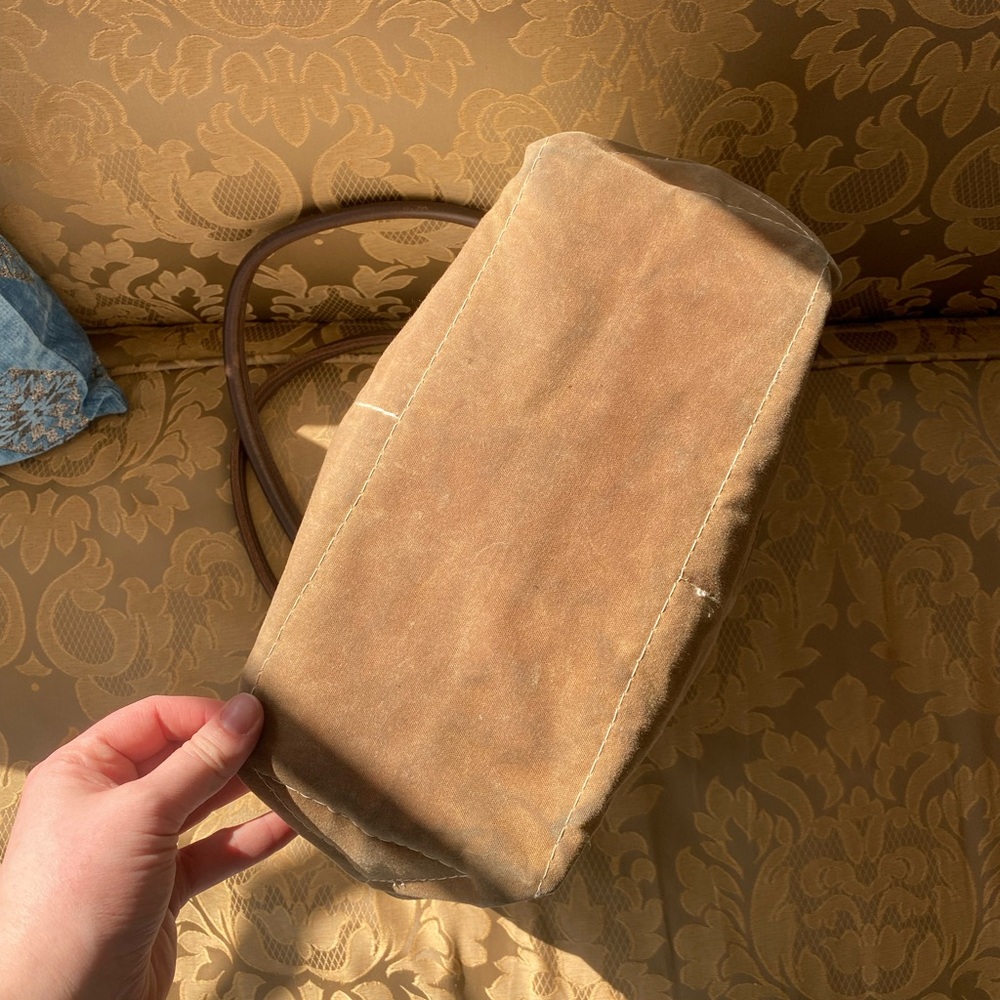 Sea Bags Chebeague Tote Recycled Sailcloth Leather Tan Waxed Canvas Made in USA - Picture 2 of 11